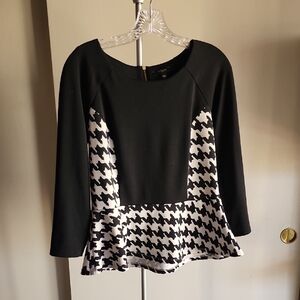 Houndstooth Peplum Top/Blouse 🖤